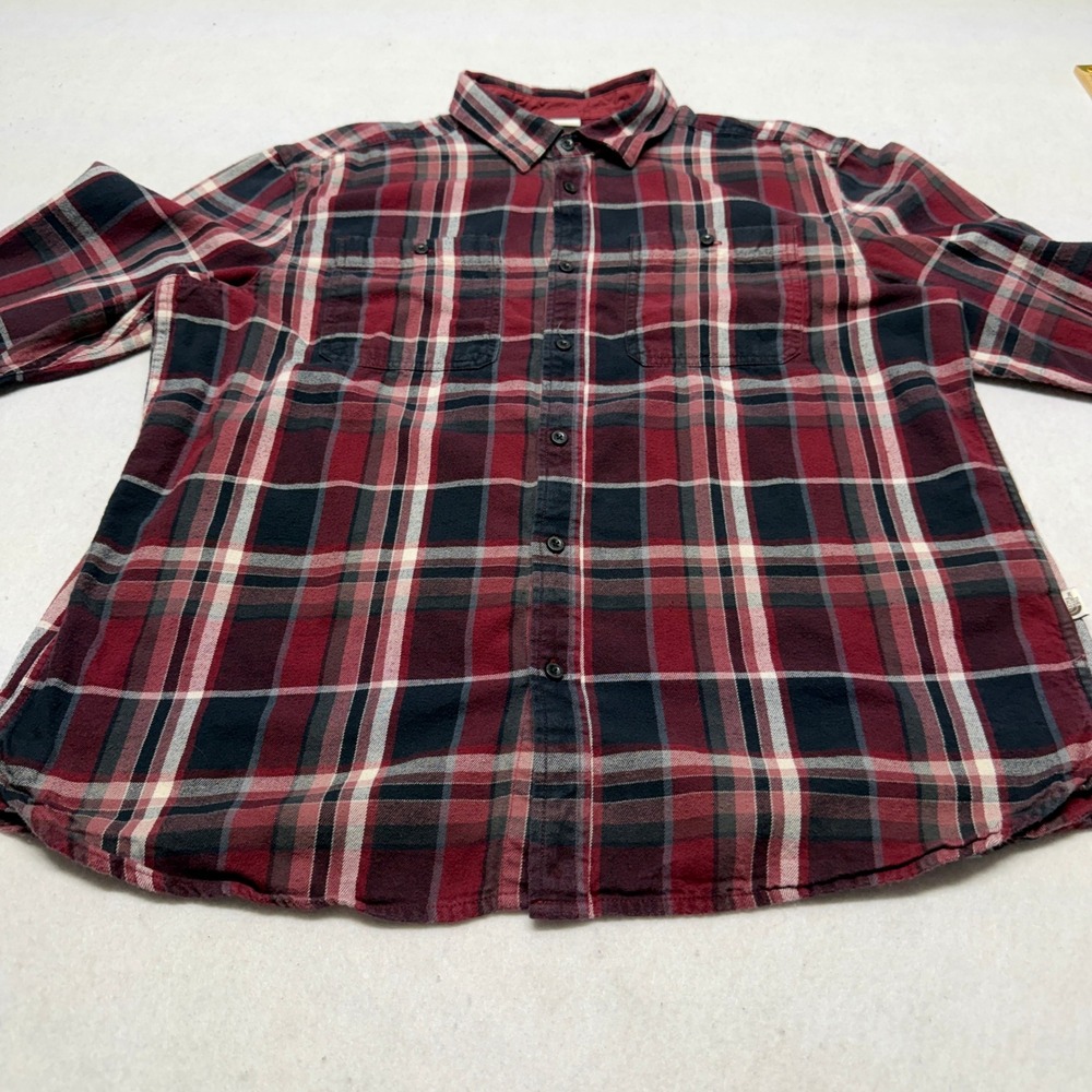 The North Face Plaid Flannel Button Down Shirt Cotton Outdoors Red Black Mens XL - Picture 3 of 16